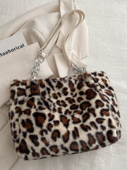 Faux Fur Leopard Shoulder Bag Shoulder Bags JT's Designer Fashion