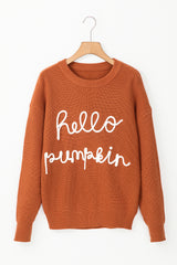 Flamingo Hello Pumpkin Graphic Sweater Sweaters JT's Designer Fashion