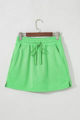Light Green French Terry Drawstring Mini Skort with Pockets Skirts & Petticoat JT's Designer Fashion