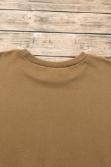 Camel Solid Fleece Lined Drop Shoulder High Low Sweatshirt Sweatshirts & Hoodies JT's Designer Fashion