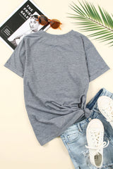 Gray CASH Letter Print T Shirt Graphic Tees JT's Designer Fashion