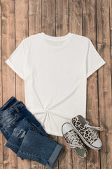 White Easter Egg Bow Bunny Ear Printed T Shirt Graphic Tees JT's Designer Fashion