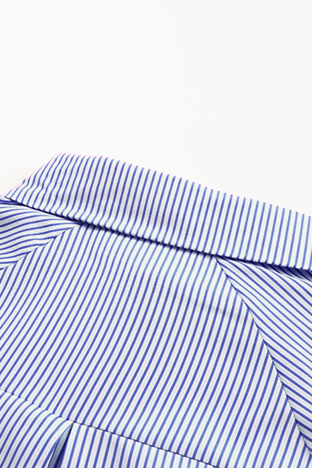 Blue Stripe Smocked Cuffed Striped Boyfriend Shirt with Pocket Blouses & Shirts JT's Designer Fashion