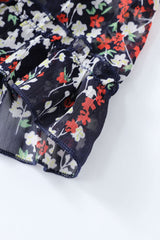 Blue Ruffle Detailing Open Back Floral Dress Floral Dresses JT's Designer Fashion
