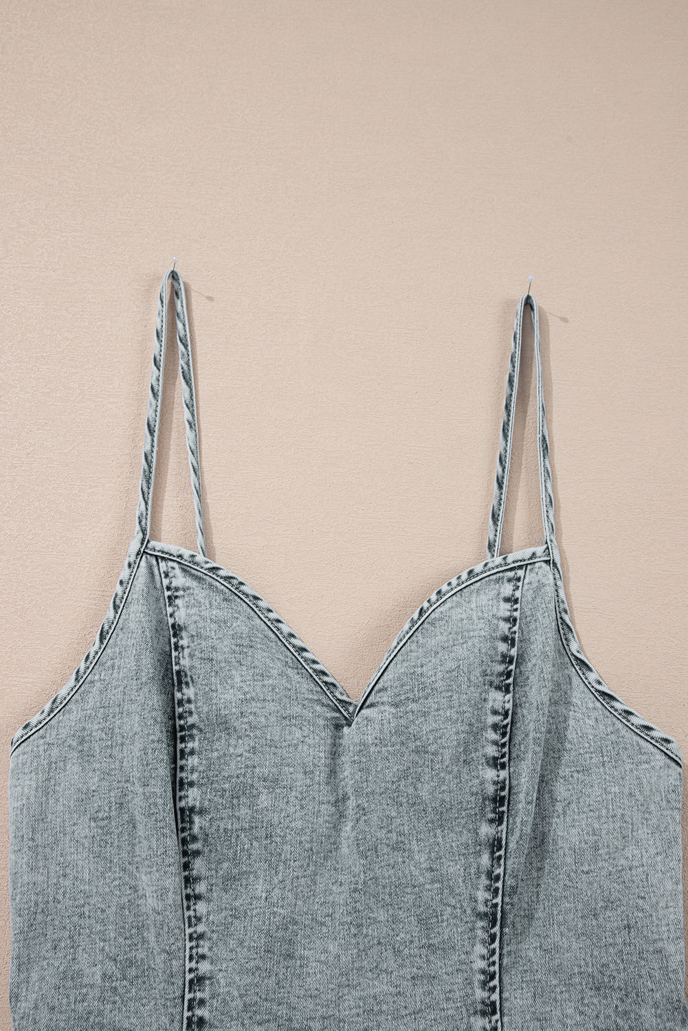 Beau Blue Sleeveless V Neck Back Zipped Denim Dress Mini Dresses JT's Designer Fashion