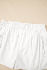 White Bow Decor Pockets Plus Size Shorts Plus Size Bottoms JT's Designer Fashion
