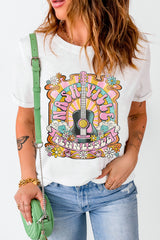 White NASHIVILLE Guitar Graphic Country Music T Shirt Graphic Tees JT's Designer Fashion