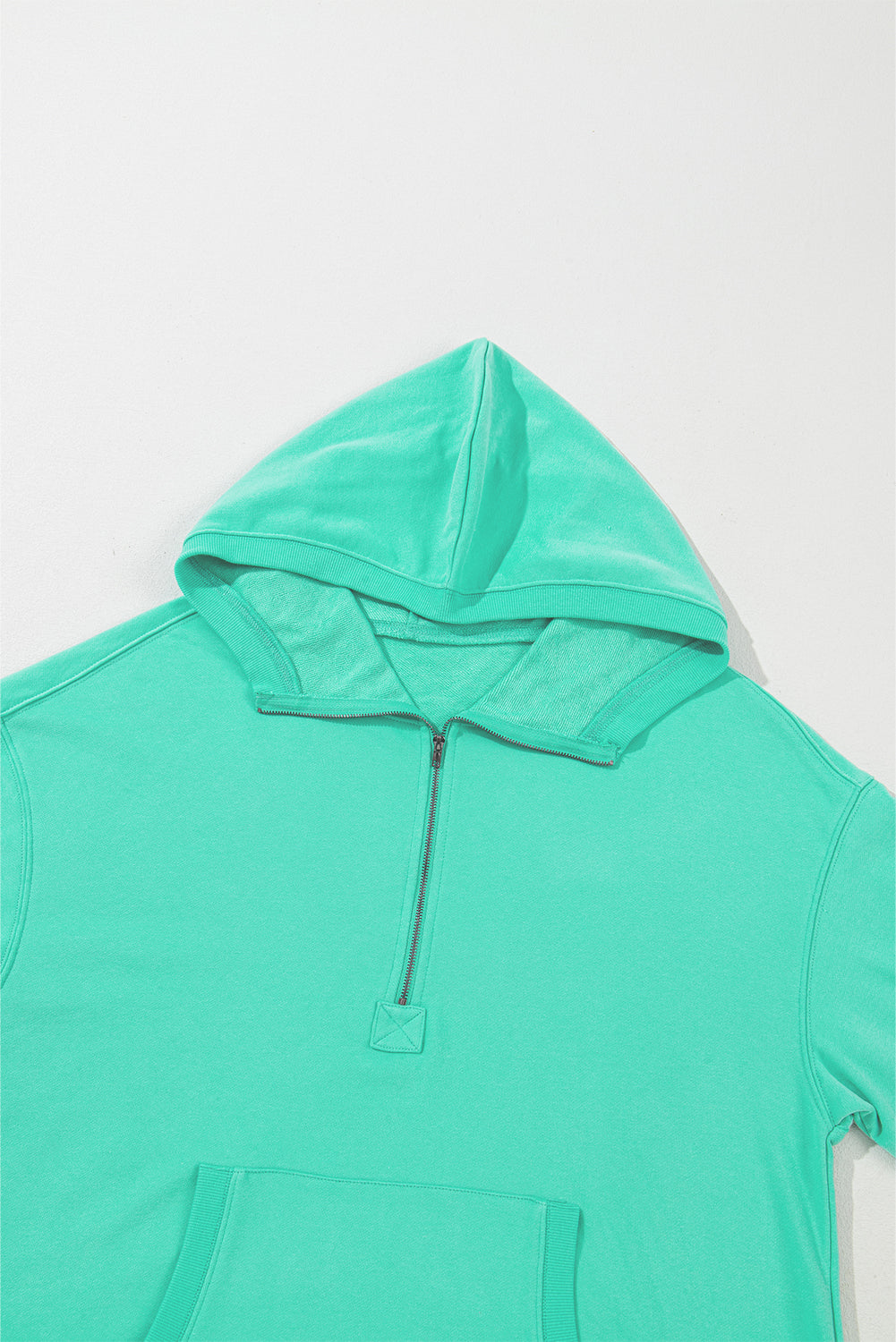 Aruba Blue Solid Kangaroo Pocket Half Zipper Oversized Hoodie Sweatshirts & Hoodies JT's Designer Fashion