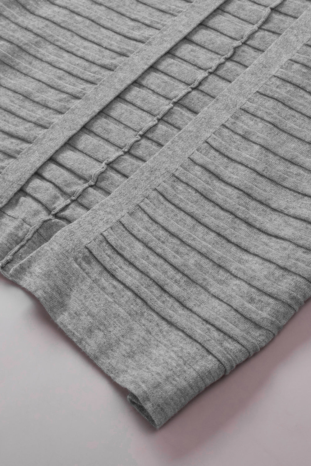 Gray Ribbed Open Front Knit Cardigan Sweaters & Cardigans JT's Designer Fashion