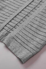 Gray Ribbed Open Front Knit Cardigan Sweaters & Cardigans JT's Designer Fashion