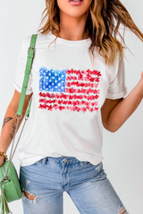 White Flag Graphic Crew Neck Tee Graphic Tees JT's Designer Fashion