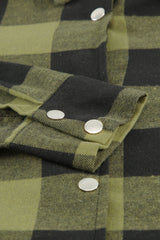 Green Turn-down Collar Plaid Shirt Coat Coats JT's Designer Fashion