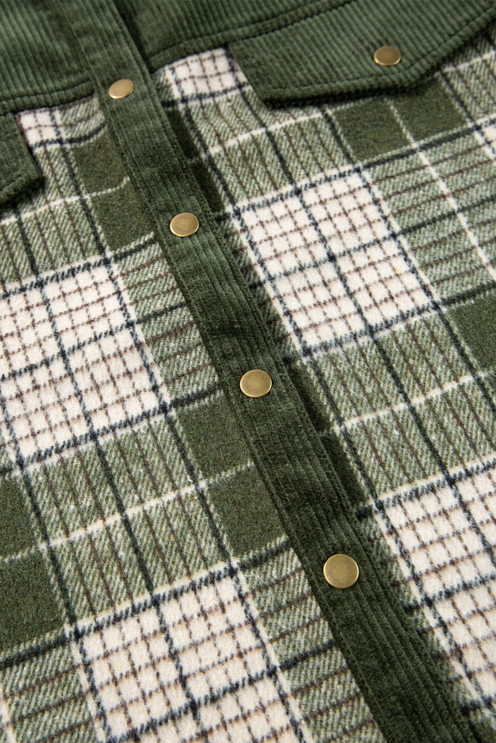 Blackish Green Snap Buttons Colorblock Plaid Shacket Plaid Shackets JT's Designer Fashion