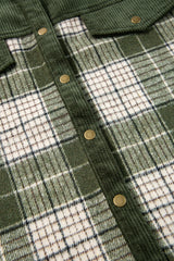 Blackish Green Snap Buttons Colorblock Plaid Shacket Plaid Shackets JT's Designer Fashion