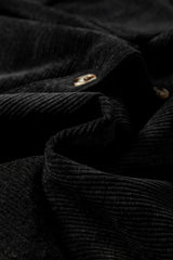 Black Corduroy Flap Pocket Button Up Shacket Jackets JT's Designer Fashion