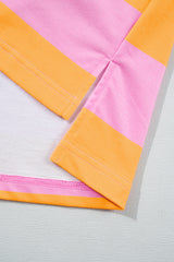 Yellow Stripe Color Block Polo Collar Sweatshirt Sweatshirts & Hoodies JT's Designer Fashion