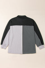 Gray Colorblock Ribbed Collared Oversized Sweatshirt Sweatshirts & Hoodies JT's Designer Fashion
