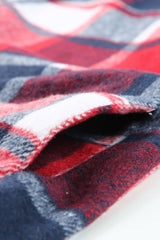 Fiery Red Hooded Plaid Button Front Shacket Plaid Shackets JT's Designer Fashion