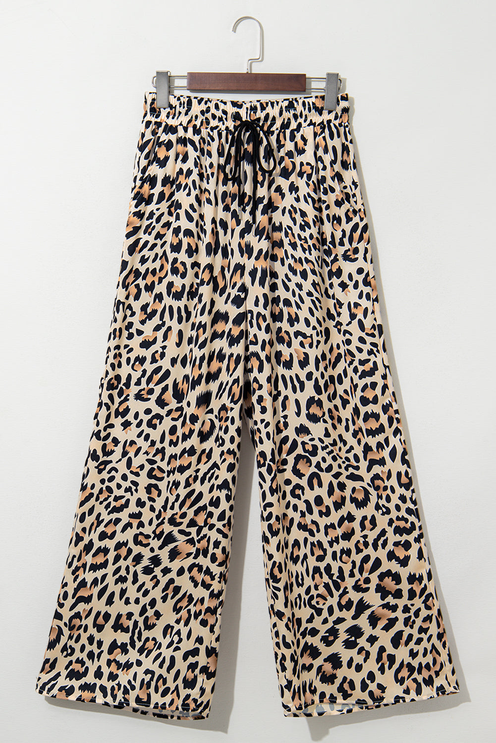 Parchment Leopard Drawstring Flowy Wide Leg Pants Pants & Culotte JT's Designer Fashion