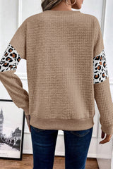 Parchment Leopard Quilted Patchwork Crew Neck Sweatshirt Sweatshirts & Hoodies JT's Designer Fashion