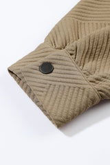 Khaki Solid Textured Flap Pocket Buttoned Shacket Jackets JT's Designer Fashion