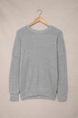 Gray Cross Back Hollow-out Sweater Sweaters & Cardigans JT's Designer Fashion