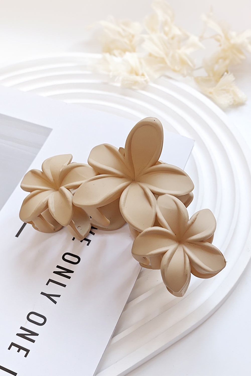 Parchment 3D Flower Plastic Resin Hair Claw Headwear JT's Designer Fashion