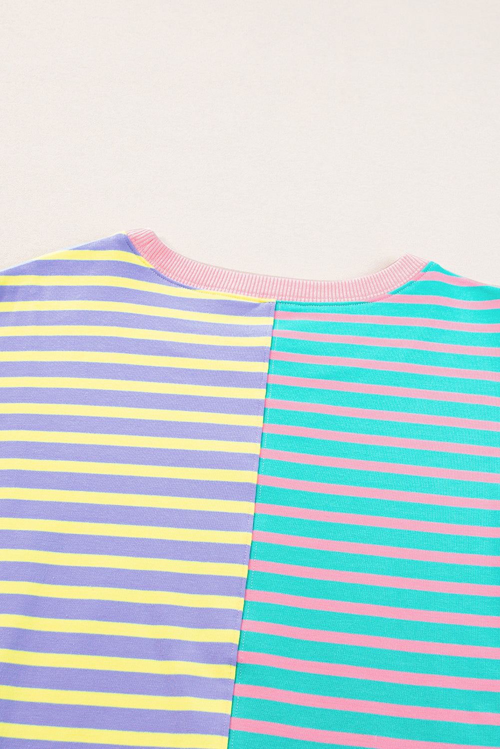 Casual Stripe Colorblock Drop Shoulder Oversize Sweatshirt Sweatshirts & Hoodies JT's Designer Fashion