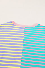 Casual Stripe Colorblock Drop Shoulder Oversize Sweatshirt Sweatshirts & Hoodies JT's Designer Fashion