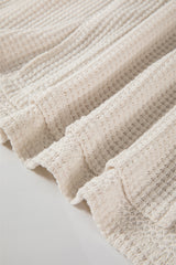 Apricot Waffle Knit Splits Batwing Sleeve Oversized Top Long Sleeve Tops JT's Designer Fashion