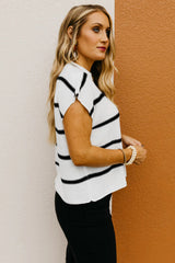 White Striped Batwing Sleeve Sweater Tee Sweaters & Cardigans JT's Designer Fashion