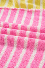 Multicolour Color Block Striped Patchwork Dolman Sleeve Slit Sweater Sweaters JT's Designer Fashion
