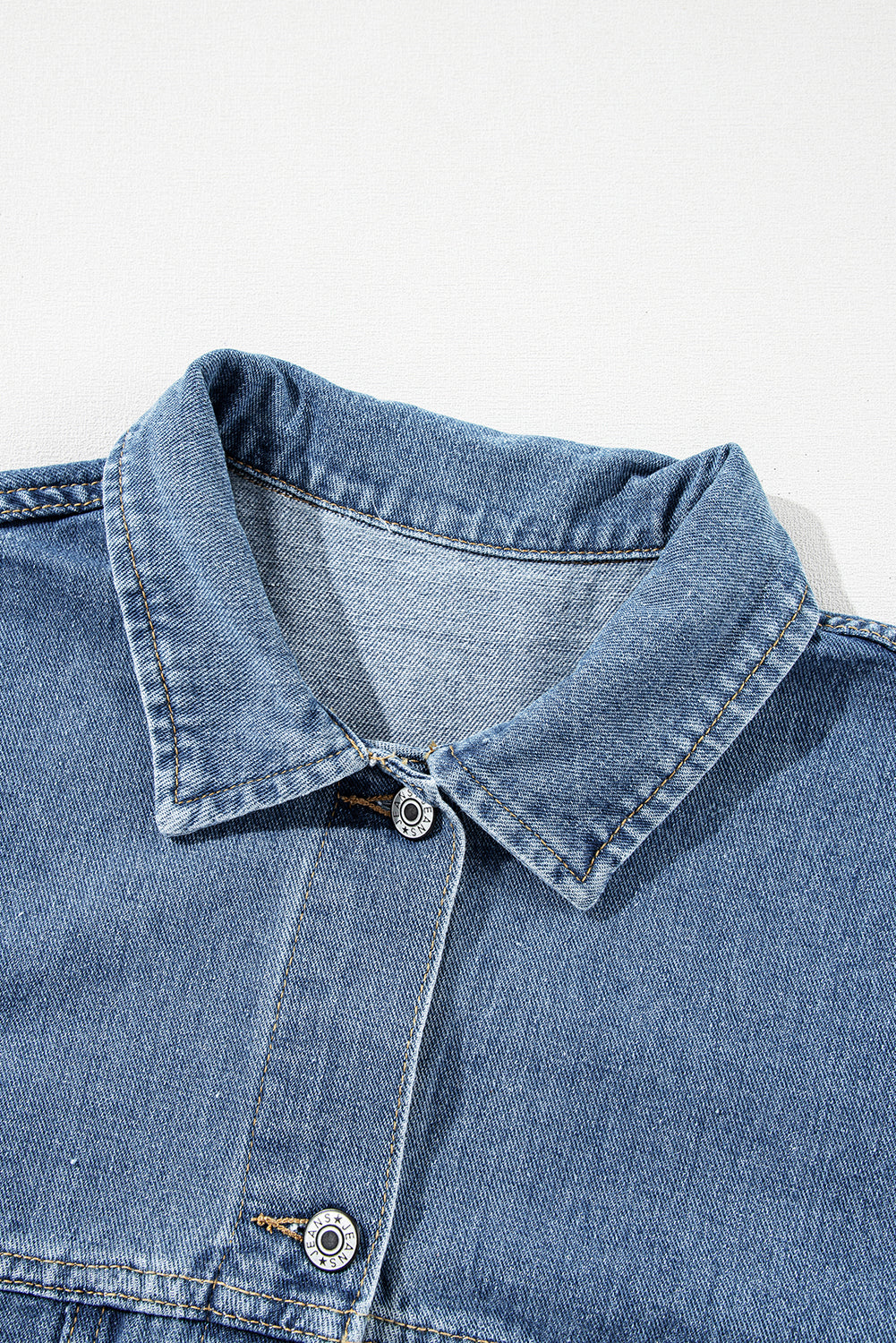 Light Blue Washed Oversize Pocketed Denim Jacket Denim Jackets JT's Designer Fashion