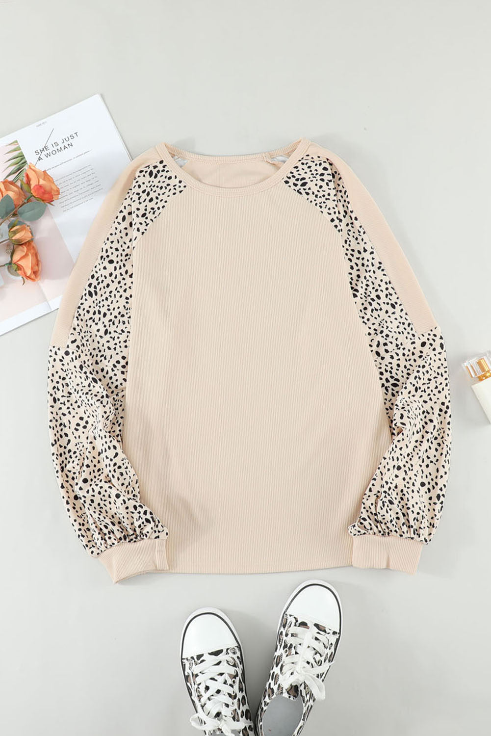 Leopard Print Pullover Top Long Sleeve Tops JT's Designer Fashion