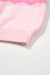 Pink Western Aztec Geometric Drop Shoulder Sweater Sweaters JT's Designer Fashion