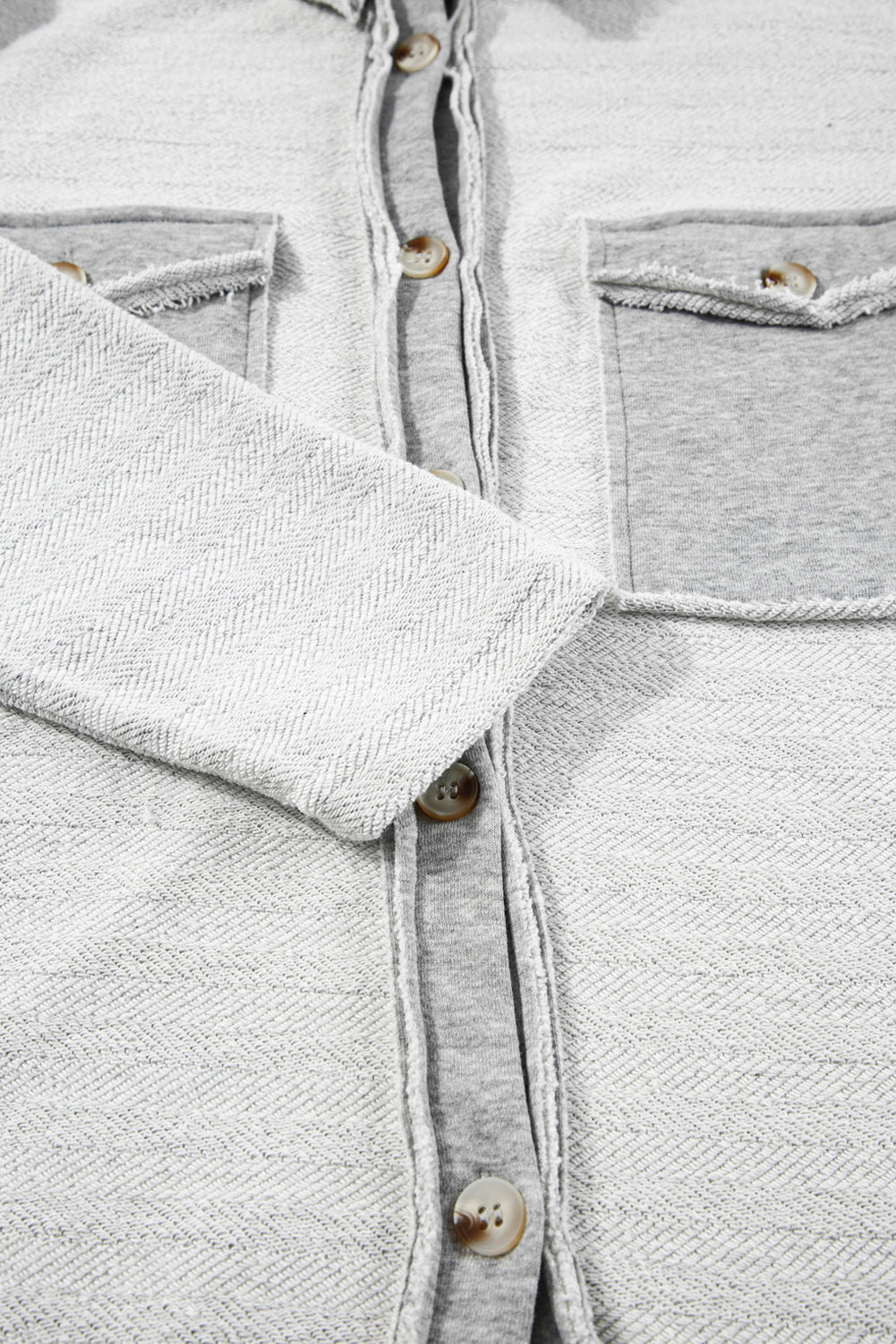 Gray Contrast Flap Pockets Relaxed Shacket Jackets JT's Designer Fashion