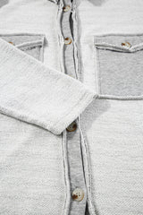 Gray Contrast Flap Pockets Relaxed Shacket Jackets JT's Designer Fashion