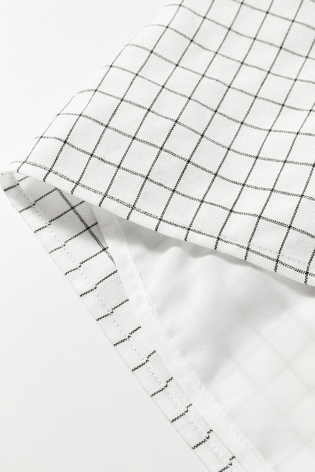 White Stripe Checkered Frilled V Neck Bracelet Sleeve Babydoll Dress Mini Dresses JT's Designer Fashion