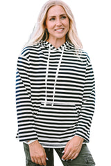 Stripe Kangaroo Pocket Drawstring Hoodie Sweatshirts & Hoodies JT's Designer Fashion