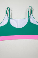Sea Green Contrast Trim Colorblock Patchwork High Waisted Bikini High Waisted Swimsuit JT's Designer Fashion