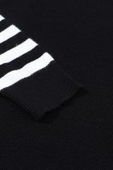 Black Striped Sleeve Plain Knit Sweater Sweaters JT's Designer Fashion