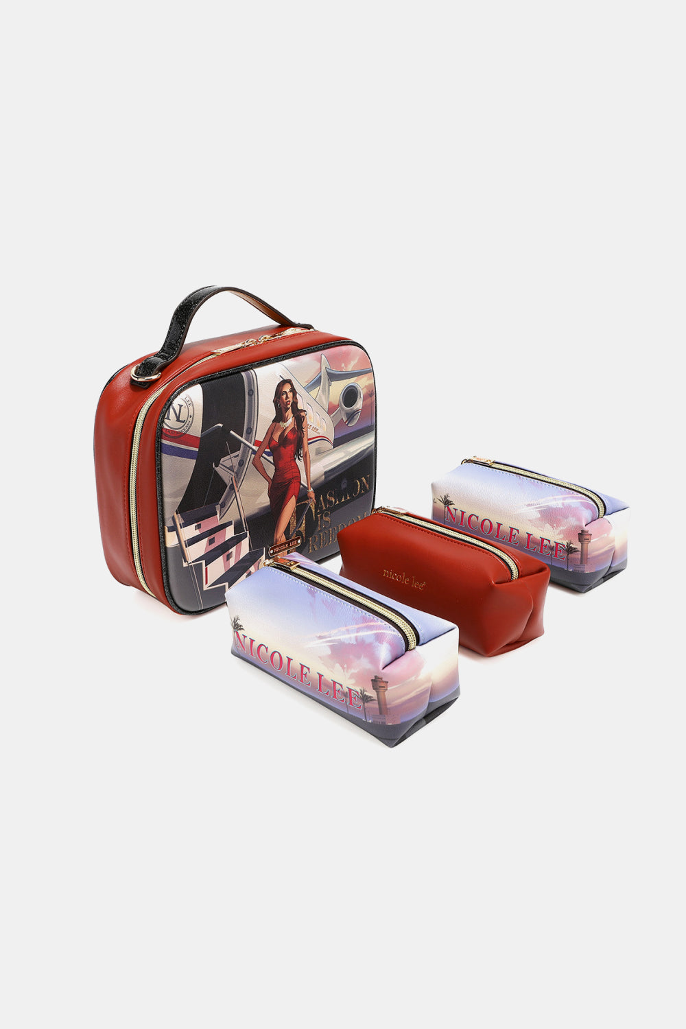 Nicole Lee USA Printed Handbag with Three Pouches Handbags JT's Designer Fashion