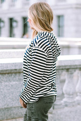 Stripe Kangaroo Pocket Drawstring Hoodie Sweatshirts & Hoodies JT's Designer Fashion