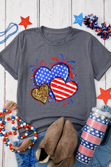 Gray American Heart July 4th Celebration Graphic T Shirt Graphic Tees JT's Designer Fashion