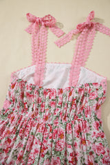 Pink Floral Lace Tied Strap Empire Waist Maxi Dress Floral Dresses JT's Designer Fashion