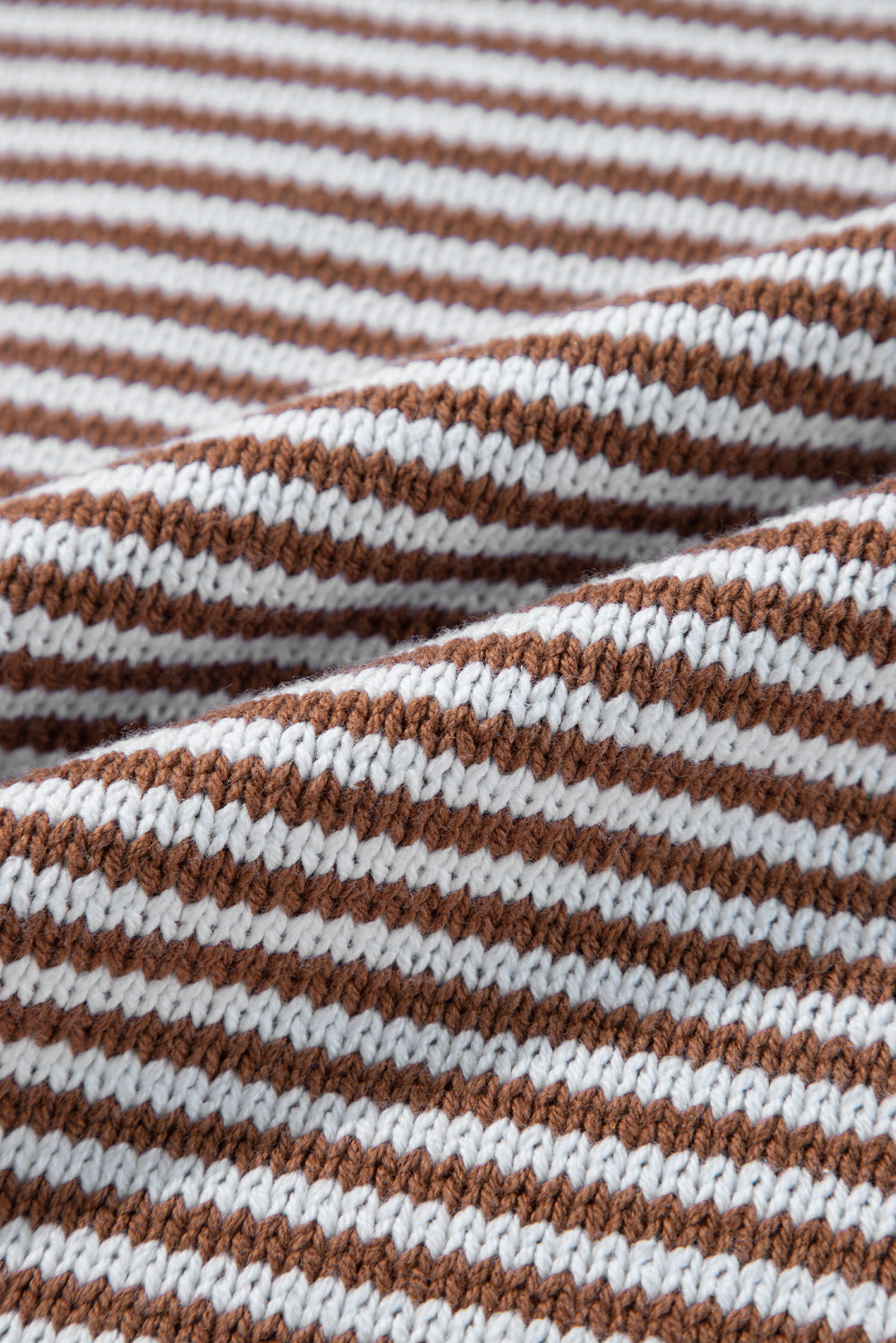 Brown Stripe Geometric Textured Drop Shoulder Sweater Sweaters JT's Designer Fashion