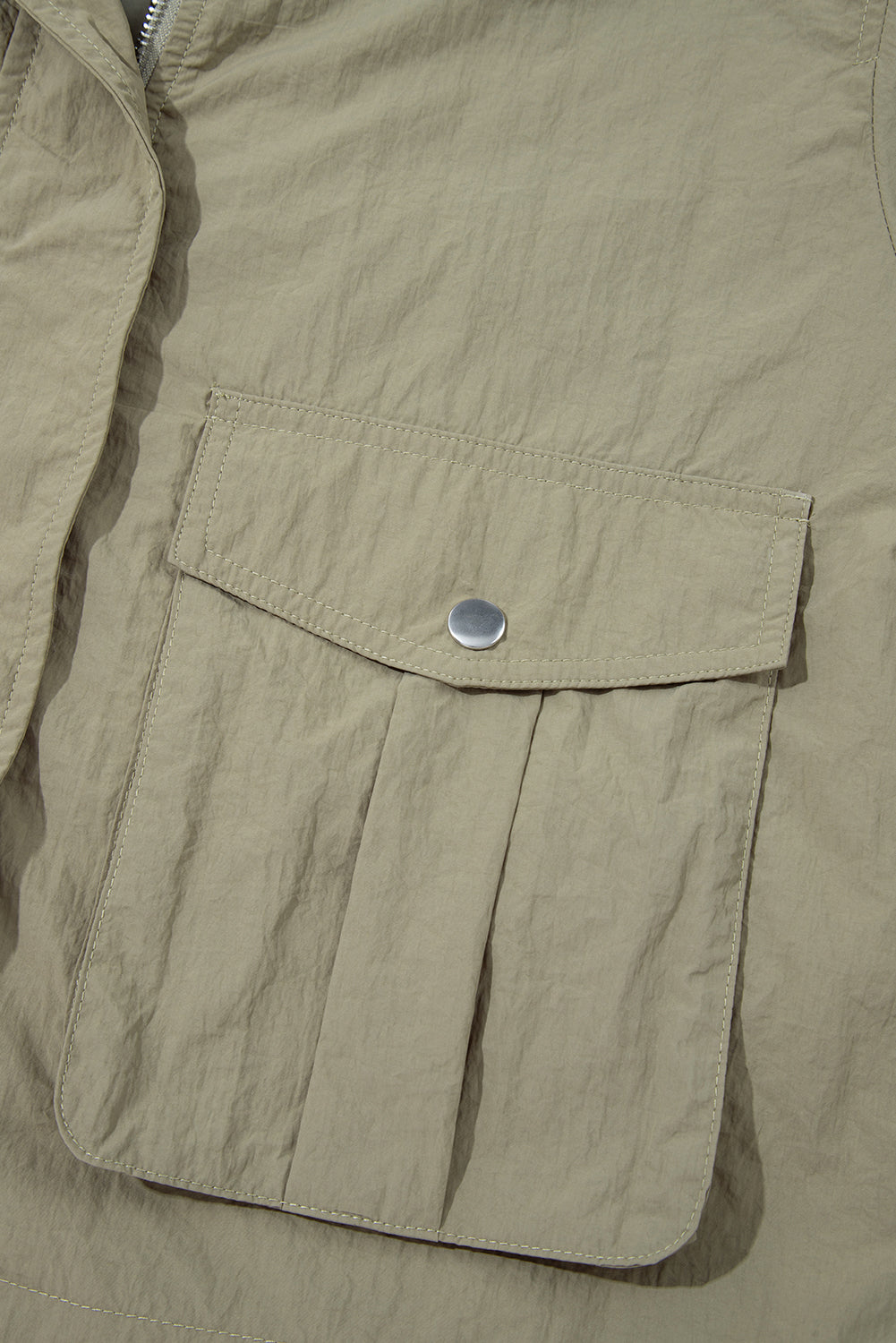 Laurel Green Zipped Pocket Cropped Hooded Utility Jacket Jackets JT's Designer Fashion