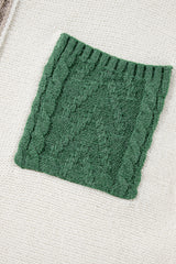 Vineyard Green Colorblock Patched Pocket Drop Shoulder Sweater Sweaters JT's Designer Fashion