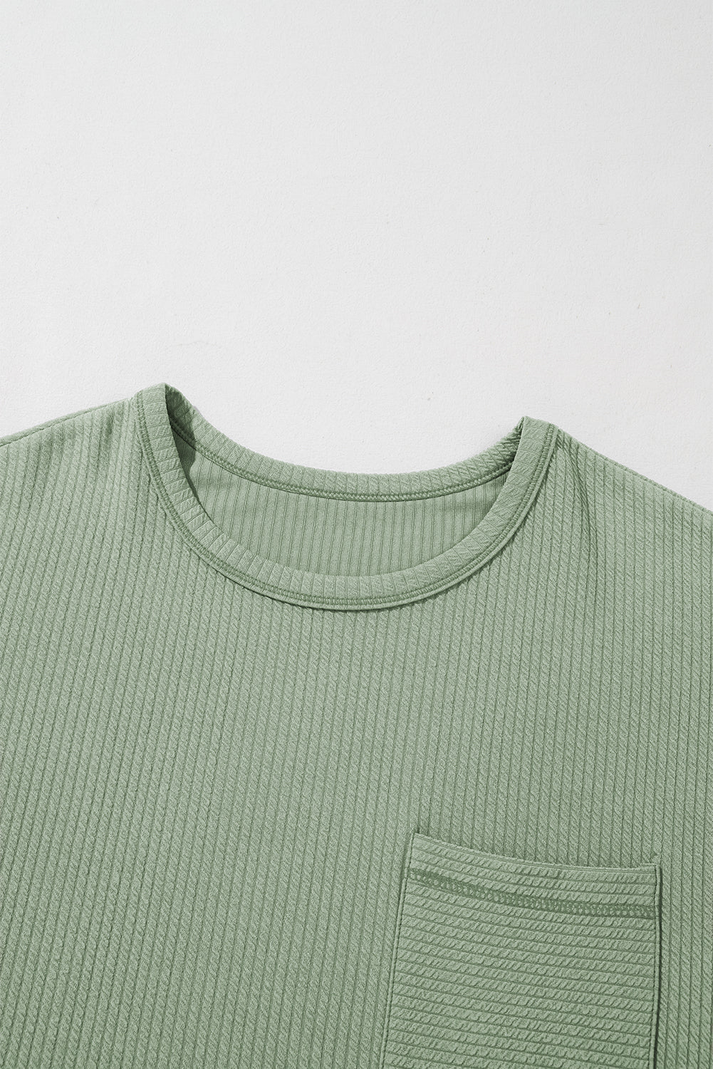 Clearly Aqua Solid Color Corded Drop Shoulder Long Sleeve Top Long Sleeve Tops JT's Designer Fashion