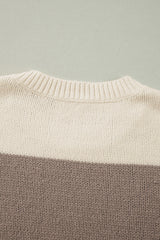 Simply Taupe Colorblock Loose Pullover Sweater Sweaters JT's Designer Fashion